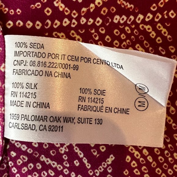 VIX Paula Hermanny Rasberry Batik Silk Wrap Maxi Skirt or Coverup, M - Picture 9 of 10